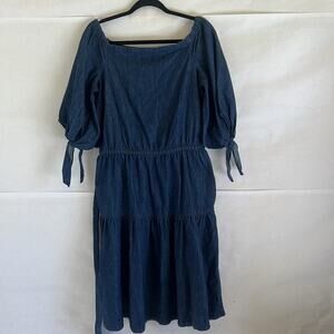 Lauren Ralph Lauren Denim Cotton Dress Sz 4 Belted Quiet Luxury Coastal Chic